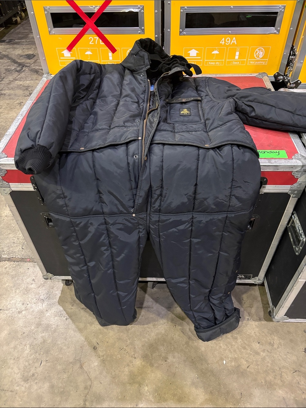 Men's Insulated Black Quilted Puffer Jacket with Hood RefrigiWear Iron-Tuff